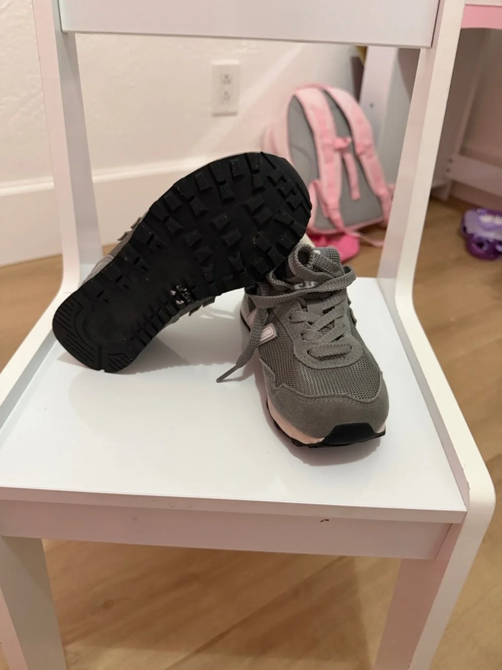 New Balance Kids Gray Mesh & Suede Sneakers